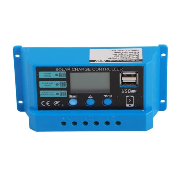 Solcellsladdningsregulator 12V 24V Batteri Solpanel Laddningsregulator för Hem Husbil 30A