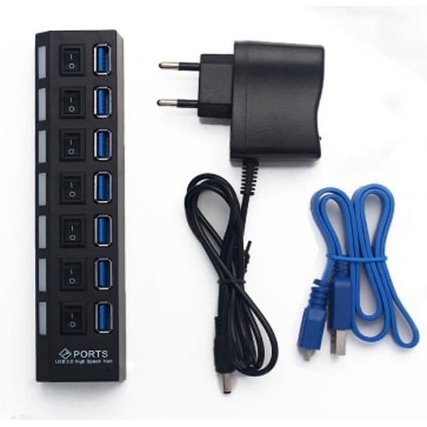 /QD/USB 7-portars adapter för PC Laptop 5G Mbps + 5V Ström GOBRO