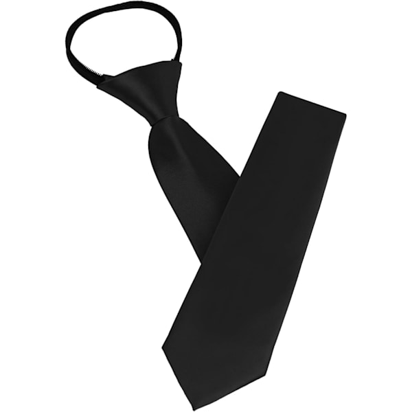 [QD] Slips for menn, svart ferdigknytt slips for menn med glidelås, justerbare slips for menn med glidelås