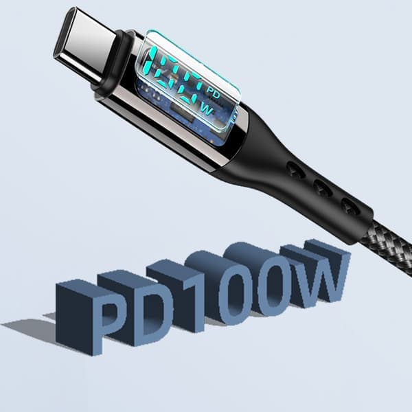 USB-C PD -pikalatauskaapeli 100 W musta 3 m