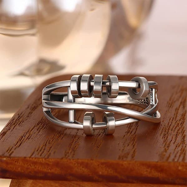 5 st Ringar med Justerbar Öppning, Fidget Ring med Pärla
