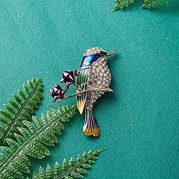 Kolibrinålar för kvinnor, mode fågelnålar, eleganta strasskristall djurbroscher