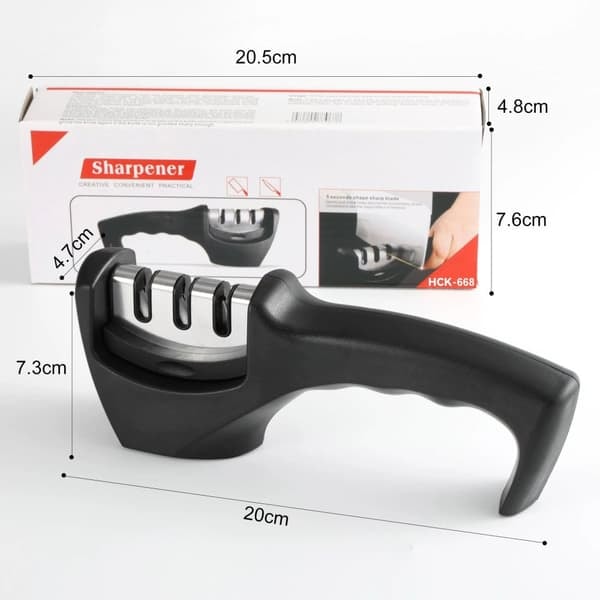 Manuell Knivsliper, 3-stegs, Ergonomisk Design, Svart/Krom, Profesjonell Skarphet_qq