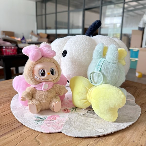 Labbuu Vingar och fjärilrosett, 17cm Labubu Mary Katt Klädset, Labubu Tillbehörsdräkt, Söta Kläder för Labubu Utklädning Rose red