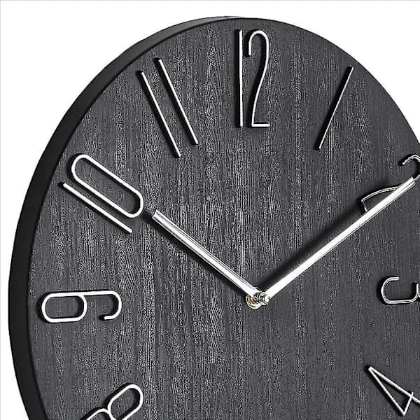 Enkel Väggklocka 30 cm Vardagsrum Hem Väggklocka Mode Sovrum Väggklocka-Svart