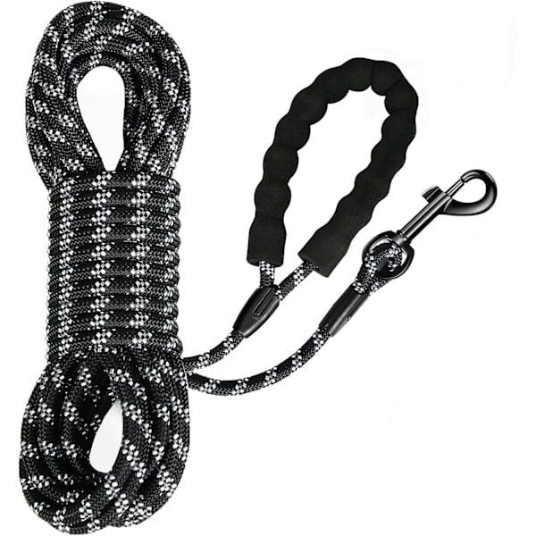 [QD] Hundesnor, Lang Hundesnor i Reb med Polstret Håndtag til Små til Store Hunde, Sort (5m)