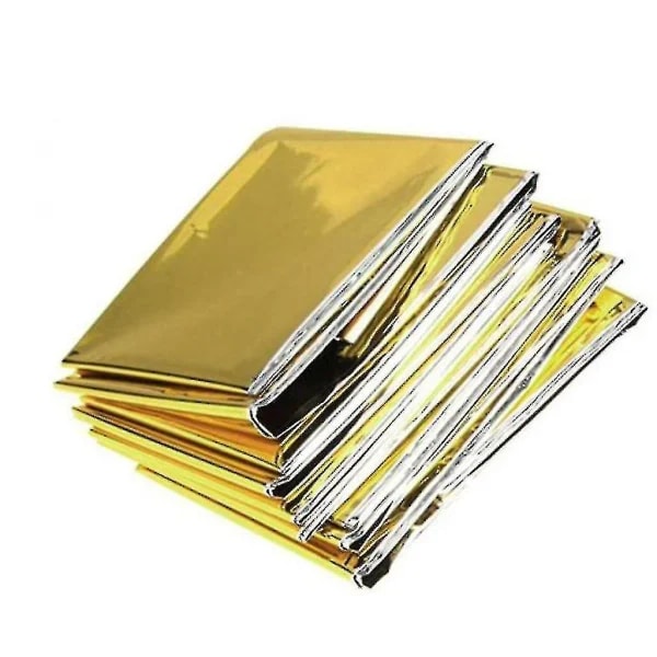 10 stk. nødfilte Foldbare Guld 210x160cm Sølv + Guld-- null none