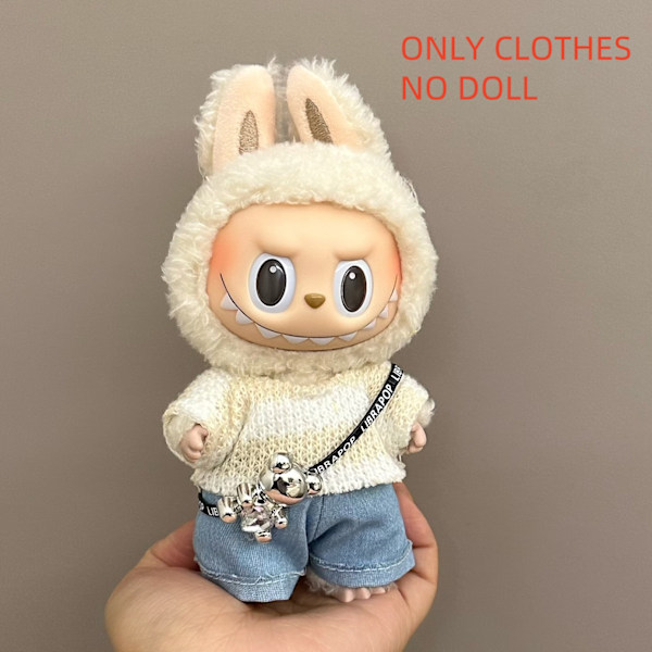 ONLY CLOTHES Söt V1 V2 LABUBU Blind Box Hänge Docka DIY Klä upp Kostym Litet Monster Haklapp Byxor Babykläder Från LBB-68