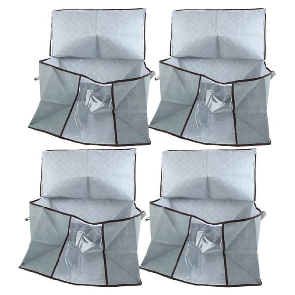 Grå oppbevaringsboks for dyne i nonwoven stoff for soverom