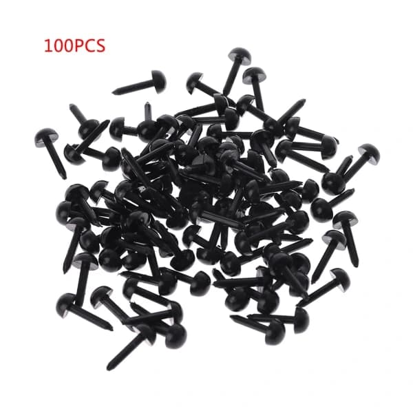 100 stk. 3 mm/4 mm/5 mm/6 mm DIY til dukke plastik sorte sikkerhedsøjne til bamser 3 mm
