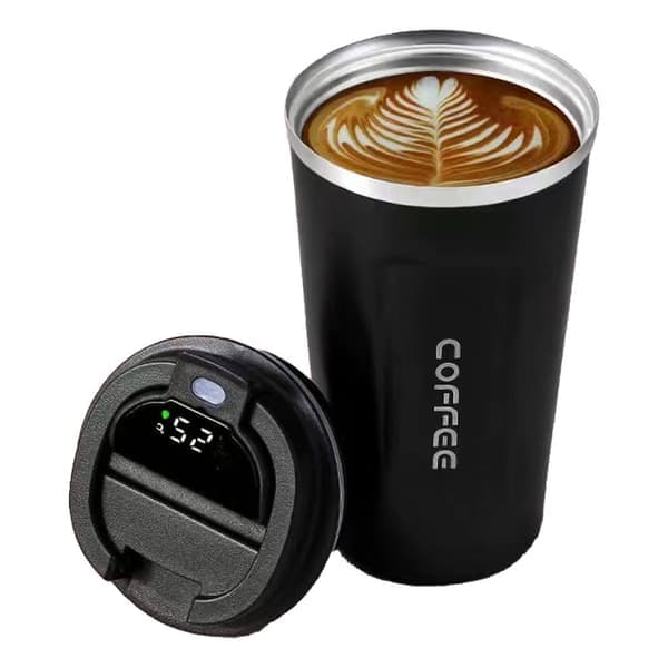 Smart Bærbar 304 Rustfri Stål Isolering Kaffekop - Sort 380ml