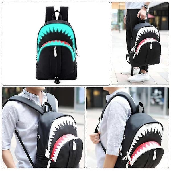 Glow in the Dark Shark Laptop Backpack USB Charging School Bag Waterproof Travel Backpack