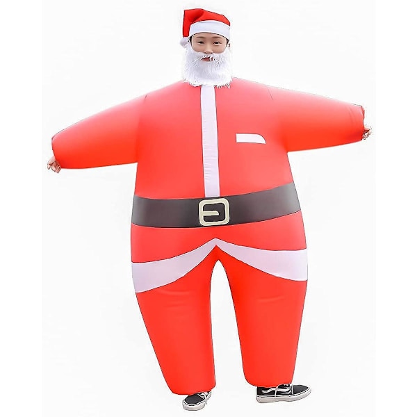QD-Uppblåsbar tomte åkande kostym Halloween julkostym för vuxna Uppblåsbara kostymer Cosplay Party Utklädnad Jultomte