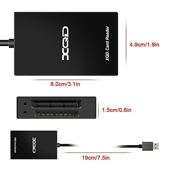 \"QD\" Typ C USB 3.0 SD XQD Minnekortleser Overføring kompatibel med M/G-serien kompatibel med OS Windows-datamaskin (USB)