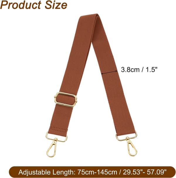 Bred handväskrem Ersättning Justerbar Crossbody Axelrem för Väskor och Handväskor 3.8cm Brun - Reddish Brown
