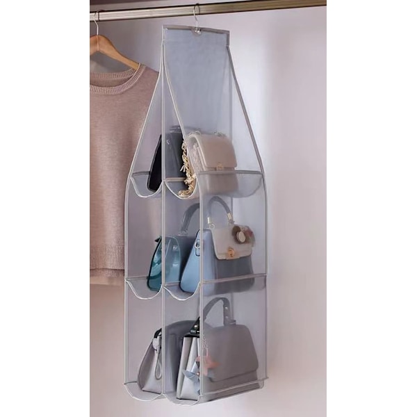 Hanging Storage with 6 Compartments - Practical Storage for Bags and Accessories Grey