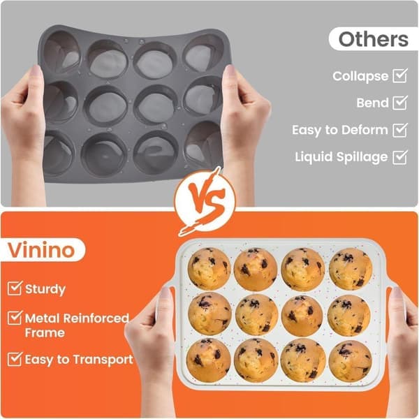 2-pack silikonmuffinsform med metallram, äggbakelseform, muffinsform för ugn, BPA-fri