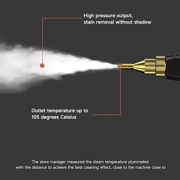 QU*Håndholdt høytrykksdamper, damprengjøringsmaskin, 2500 W dampvasker med børstehoder for kjøkken, bad, bil (hvit)