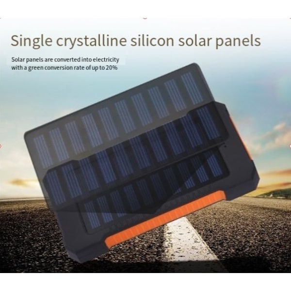 [QD] 20000mAh solcelleoplader - stor kapacitet, vandtæt udendørs LED gave mobil powerbank