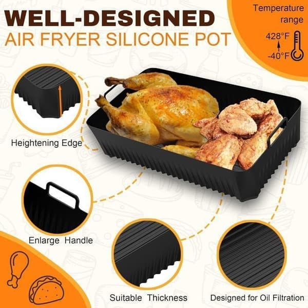 /QD/Air Fryer Form, 3 st Air Fryer-tillbehör för Ninja Air Fryer 10,4L AF500EU, Silikon Air Fryer-form för Ninja Foodi Flex 10,4 L