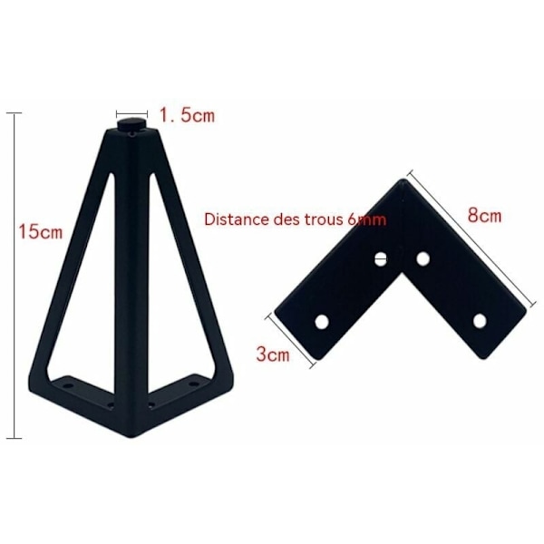 4-pak sorte møbelben i metal, 15 cm, til møbler, skabe, sofaer, andre møbelben (15 cm, lys sort) --