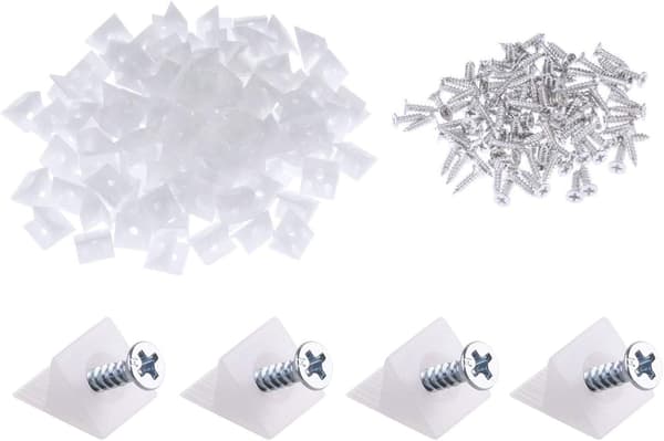 100-pack Möbelbyrå Botten Reparation Fixering, Vit