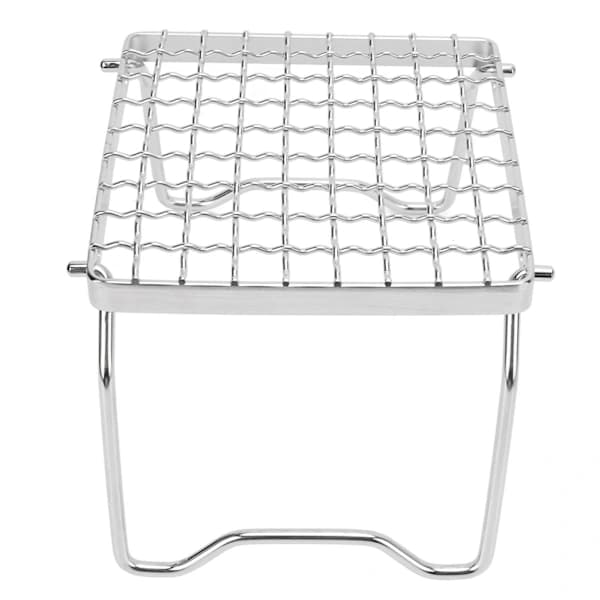 Bærbart sammenleggbart bålgrillstativ, justerbart ministativ i rustfritt stål for camping, piknik, BBQ, sølv 16 x 16 cm