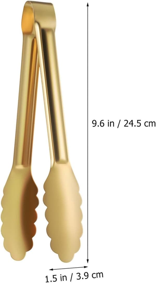 5-pakke serveringstenger, salat-/buffettenger, 23 cm, rustfritt stål, gull