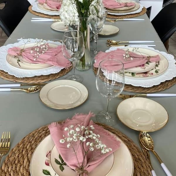 Pyöreät kudotut tabletit, 30 cm, rottinki, lämmönkestävä, luonnollinen, 4 kpl