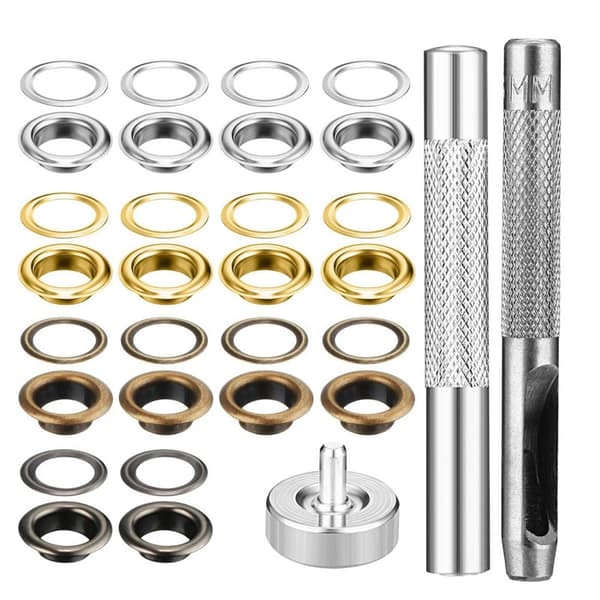 Øljett Grommet Kit - 200 sett (4 farger x 50 sett) + 3 verktøy + oppbevaringsboks_qq