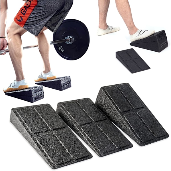 3 st Squat Wedge Block, 12 Bensträckare Fotkil Foam Snedbräda för Knäböj Vadhöjningsblock Yogakil Knän Över Tår Utrustning