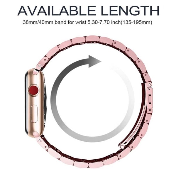 [QD] Kompatibelt Apple Watch-armband 38mm-40mm/42mm-44mm, ersättningsarmband i rostfritt stål - 38-40mm roséguld