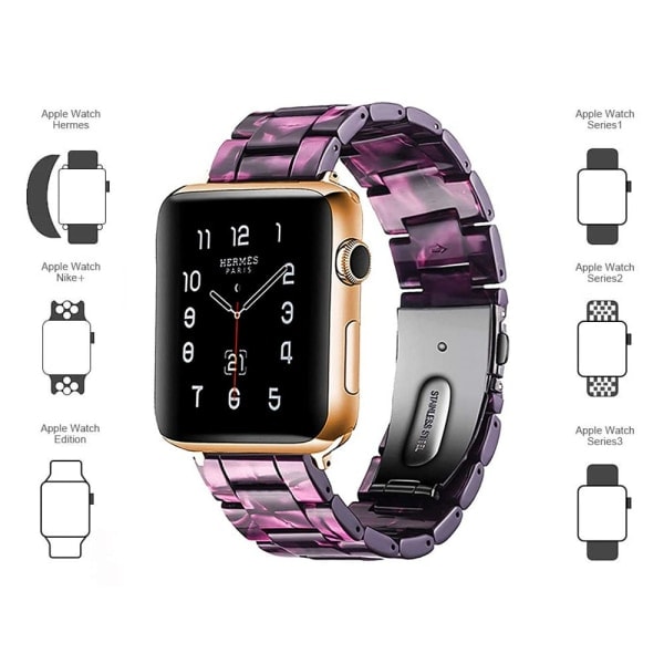 [QD] Kompatibelt med Apple Watch armband 38-40mm/42-44mm Serie 5/4/3/2/1, Smalt hartsarmband -42-44mm-lila ljus