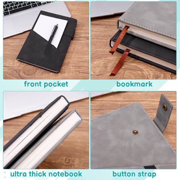 2-pak A5-notesbog, 8,3 \"×5,8 \" Hardcover, 200 Sider Linjeret Journal Tyk Notesblok