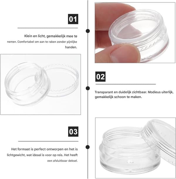 20-pack Mini Monster-behållare, 3x3x1,65 cm, 5 ml, Påfyllningsbara, för Kosmetika