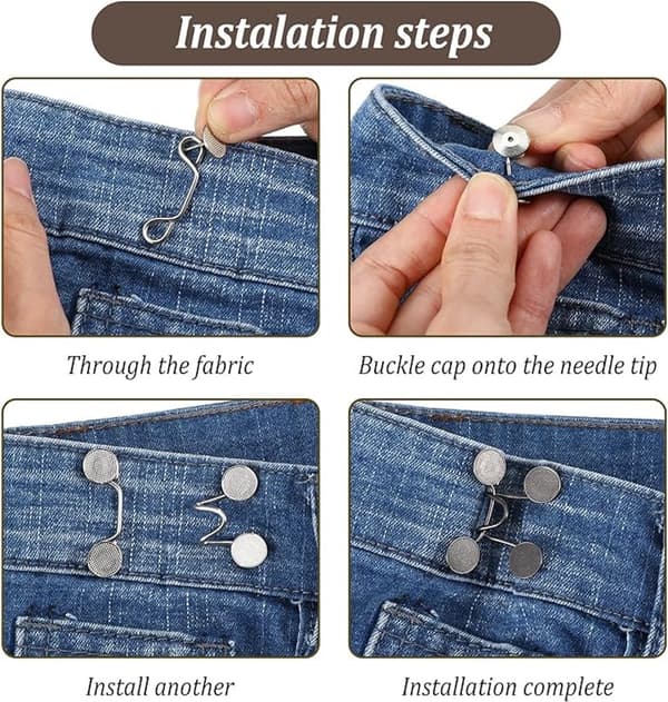8-Par Justerbare Seler Uden Knapper, Bukser Strammer Clips, til Jeans