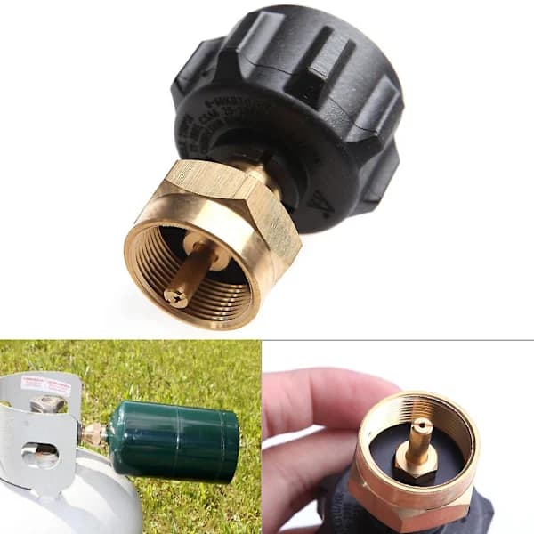 QCC1 Propanpåfyllingsadapterregulator med automatisk avstengning, messing rustfritt stål for BBQ Camping Utendørs matlaging 1 LB