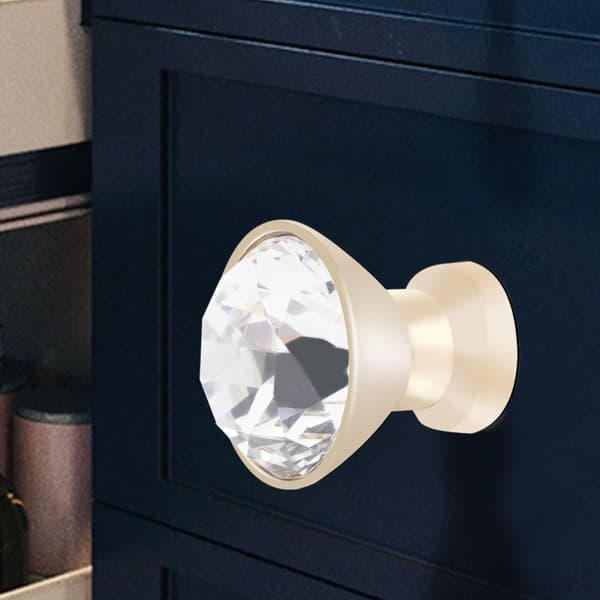 4 stk. 30 mm krystallknotter til kommode, enkelthulls knotter til skap og skuffer (gull)