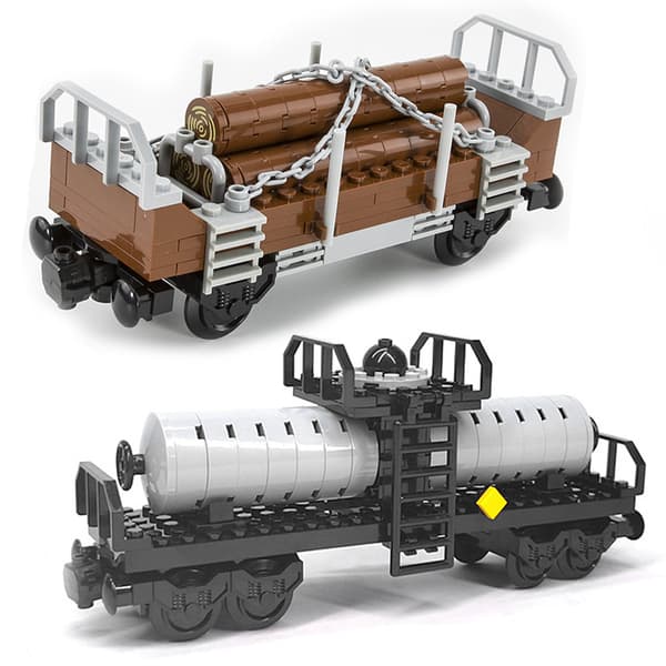 Togbane byggeklosser sett, bybanevognmodell, DIY konstruksjonsleke for barn**Container tog Container train