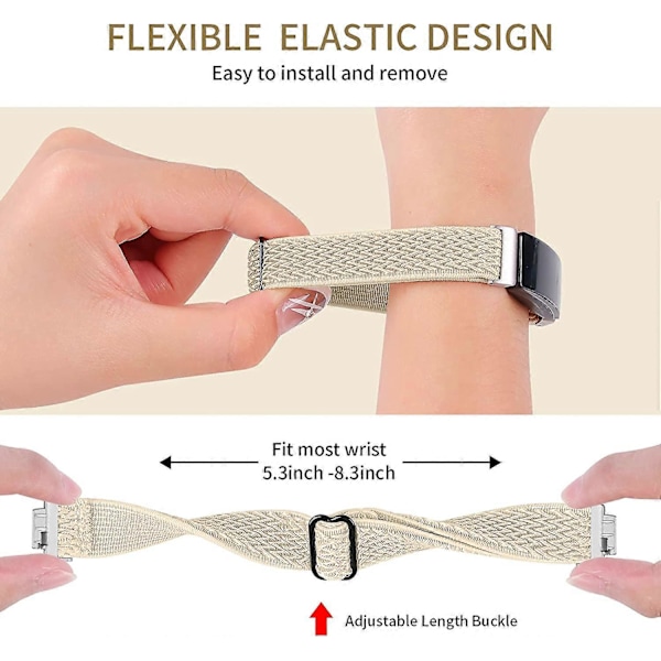 Joustavat urheilurannekkeet yhteensopivat Fitbit Inspire 2/ Inspire HR/Inspire -laitteiden kanssa, pehmeä kangasranneke, nailoninen elastinen korvaava ranneke naisille ja miehille