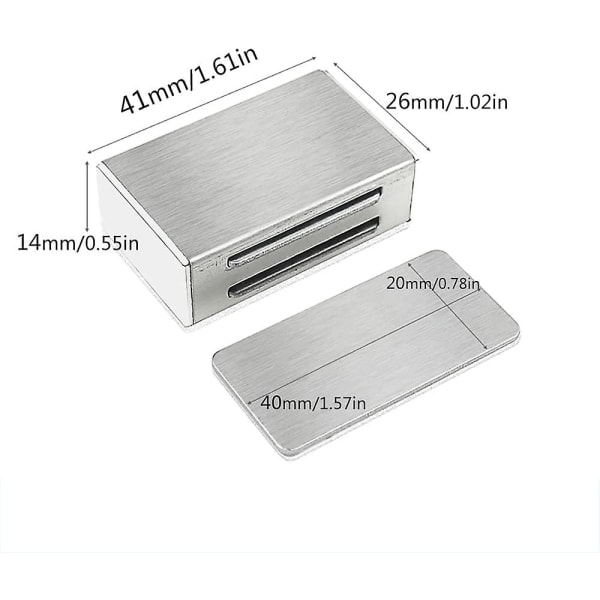 Magneettinen kaapin lukko, itseliimautuva Jiayi, 4 kpl, vahva magneettinen oven lukko, ruostumattomasta teräksestä valmistettu magneettilukko keittiöön