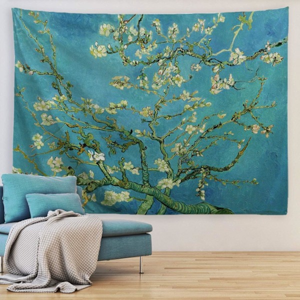 Mandelblomma Väggbonad Blommig Väggdekoration Naturlig Landskapskonst Heminredning för Sovrum, 150x200cm