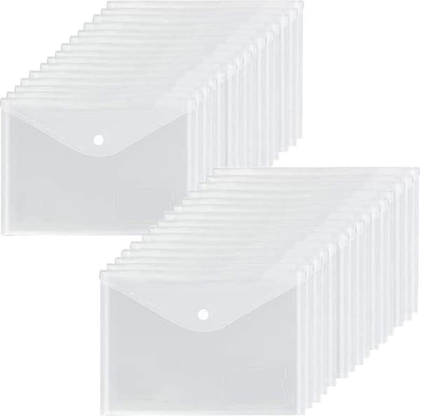 Almi A5 plastlommer Transparent - 24 stk Trykknapplomme Polypropylen Dokumentmappe Present