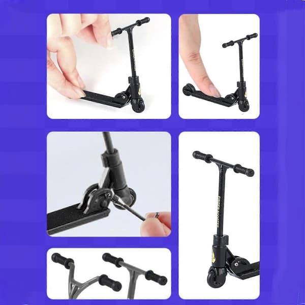 Finger Scooter - Justerbar Letvægts Stunt Scooter med Styr, Foldbart Mini Legetøj i Beige, Perfekt til Børn