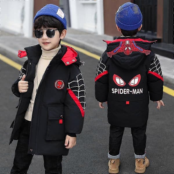 Spider-Man Jakke med Hette Barn Vinter Varm Frakk 110cm (3-4 år){wh}