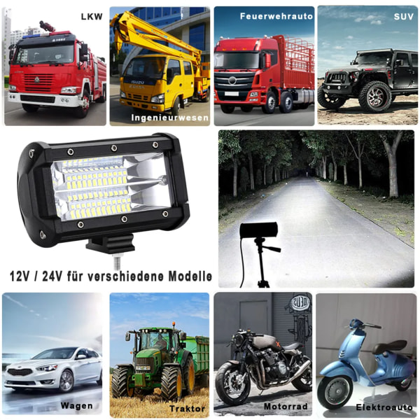 72W LED-arbejdslys LED-ekstraforlygter Offroad-forlygter 10800LM 10-30V 6000K IP67 Vandtæt arbejdslys (4 x 72W)