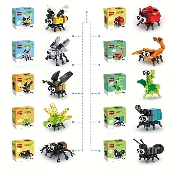 Insekt Byggeklodser Sæt Mini Bug Klodser Pædagogisk Gør-det-selv Model Legetøj 20pcs/set, Insect Building Blocks