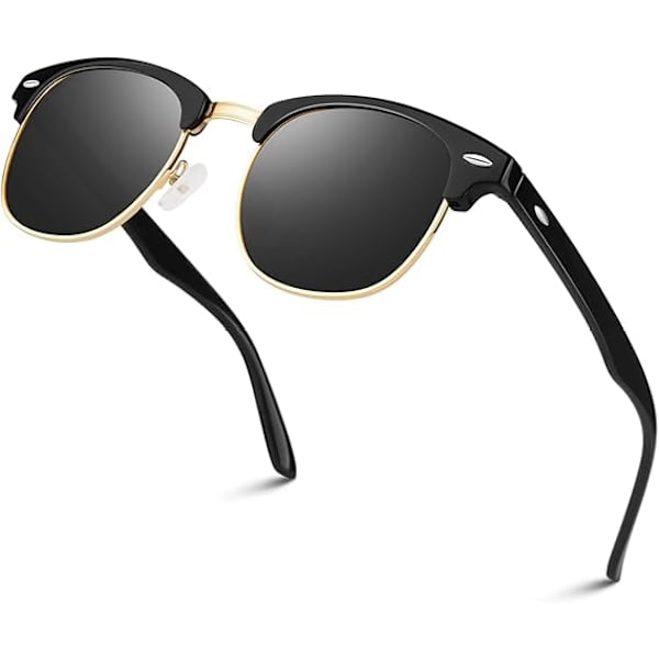 Polariserade Halvramlösa Solglasögon för Män Kvinnor, Klassiska Retro Shades Halv Båge Körglasögon UV-Skydd