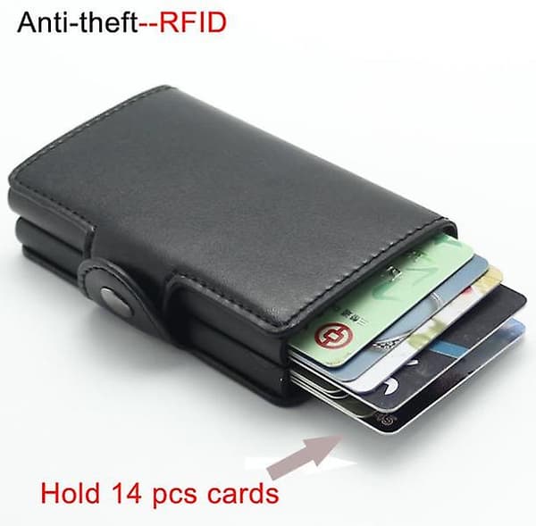 Dubbel Stöldskyddsplånbok RFID-NFC Säker POP UP-korthållare (f2)