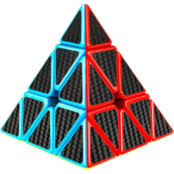JUSCH Pyramide Cube, kulfiber pyramide 3x3 speed cube trekant cube puslespil A113-15